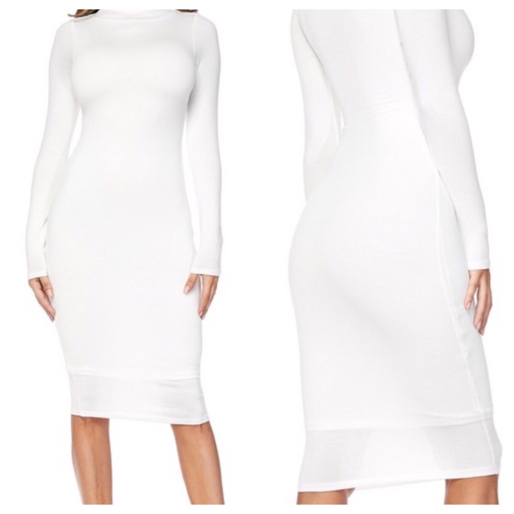 Off White Bodycon Midi Dress